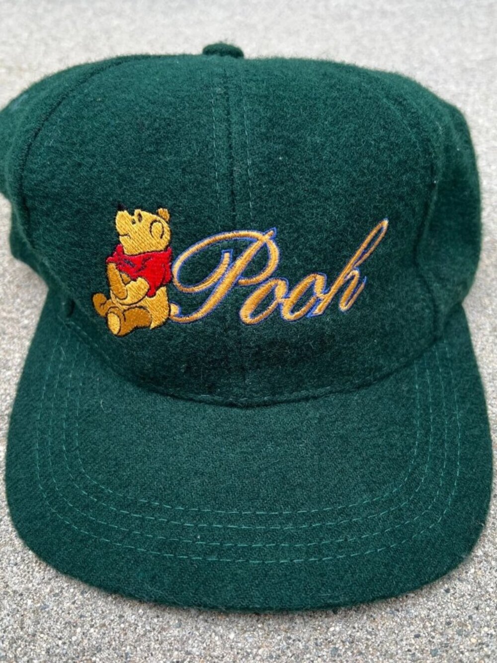 Vintage 90s THE DISNEY STORE Winnie the Pooh Hat Men's Wool Blend Fuzzy Cap
